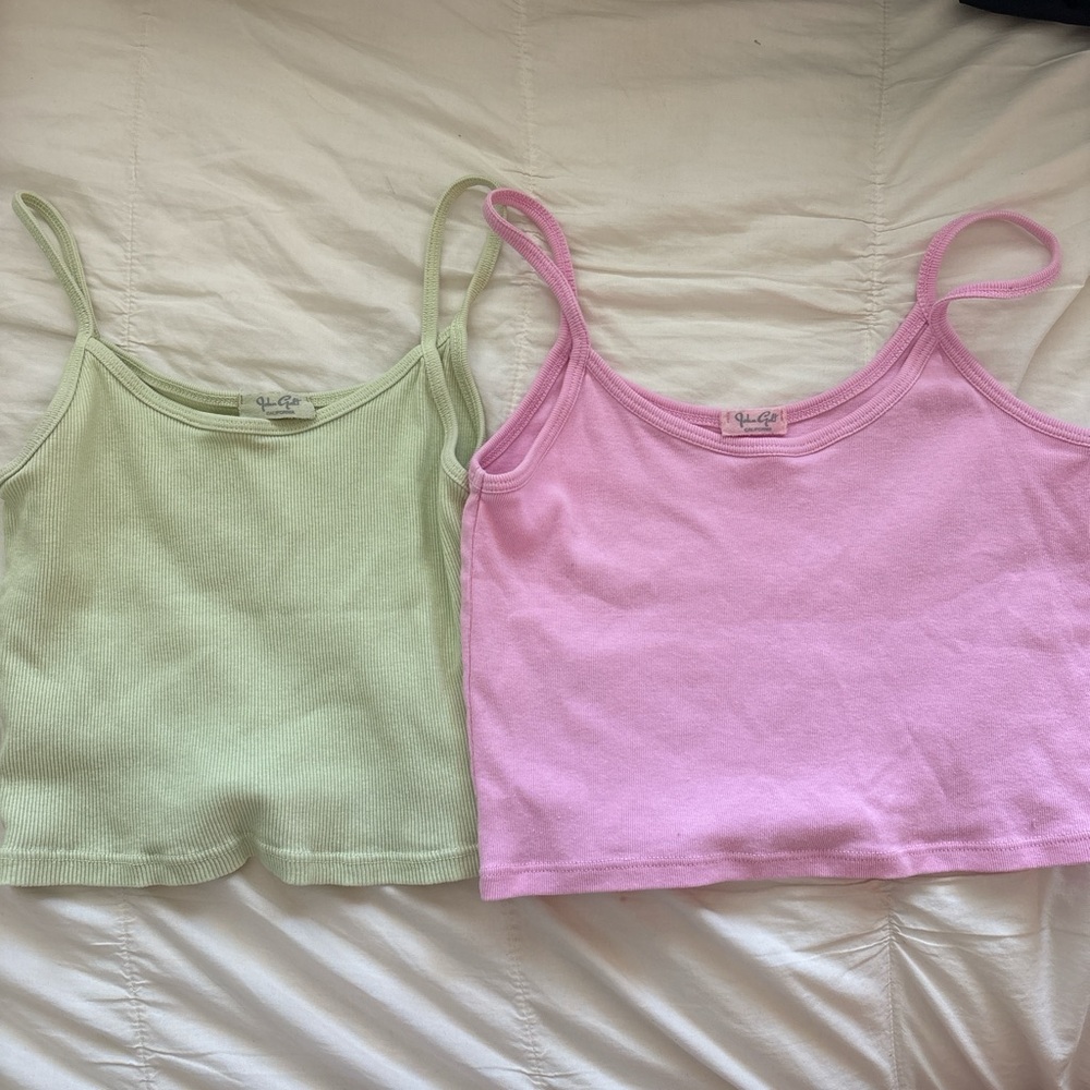 John Galt cropped tank tops (lime green and baby pink) OS